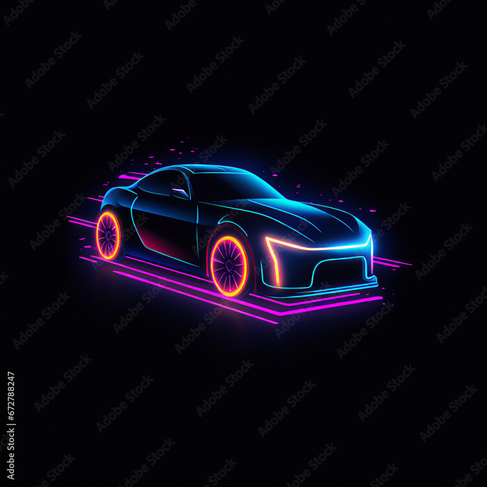 Futuristic Neon Car Icon: Clean, Minimalistic Cyberpunk Design Futuristic Neon Car Icon: Clean, Minimalistic Cyberpunk Design