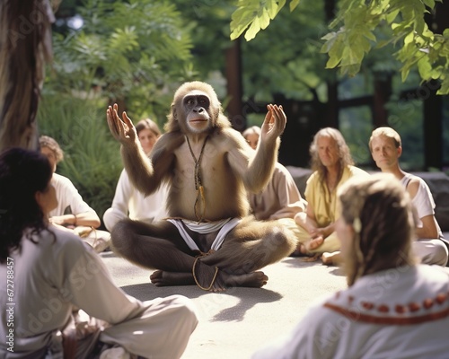 Monkey Yoga instructor leading a peaceful class
