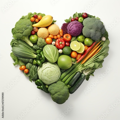 Heart shaped fruit and vegetable fresh food healty lifestyle
