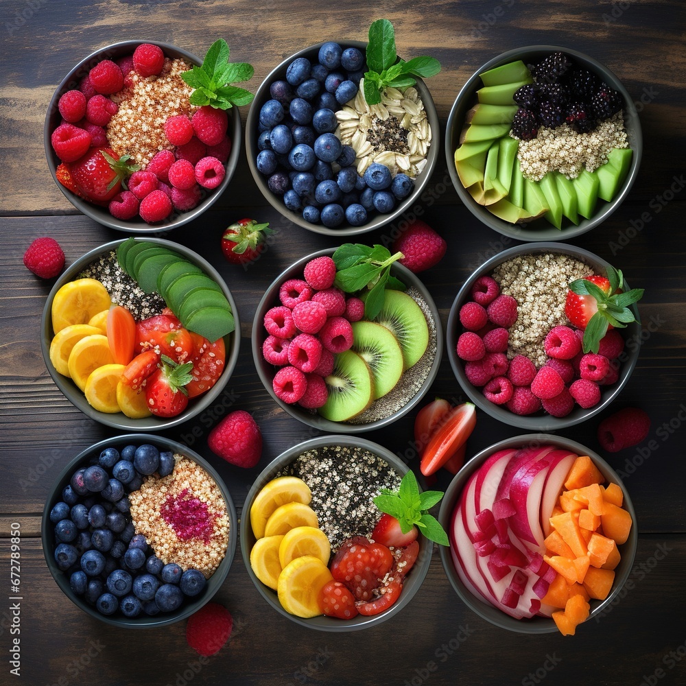Fruit salad in a bowl wood background healthy Fruit salad in a bowl wood background healthy