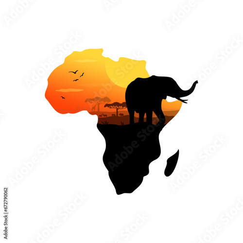 Africa tour logo savana with elephant