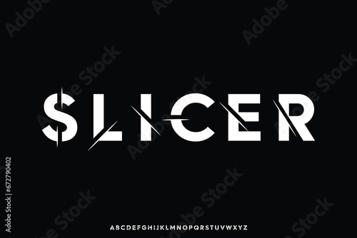 Modern abstract decorative slicer alphabet display font vector illustration photo