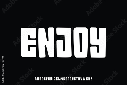 Unique decorative playful alphabet display font vector. Rounded funky retro typography style