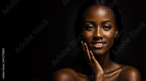 beautiful young african american woman. fashion girl with perfect skin. fashion model. beauty portrait. sensual beautiful african female model touching face