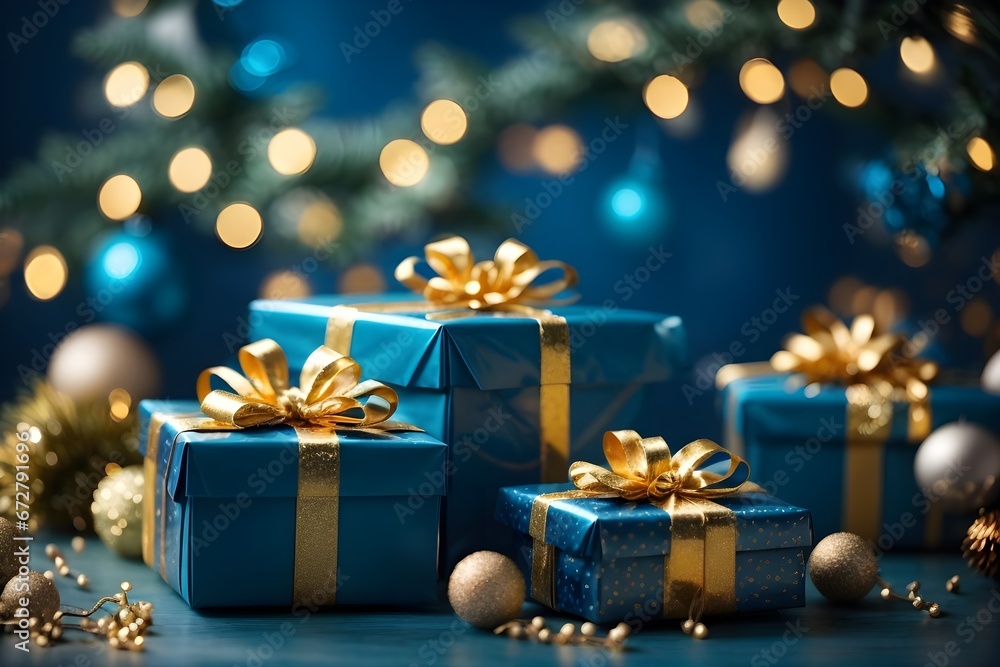 Christmas tree with gifts. Generative AI. Christmas tree with gifts. Generative AI.