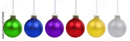 Christmas balls baubles colorful decoration isolated on white