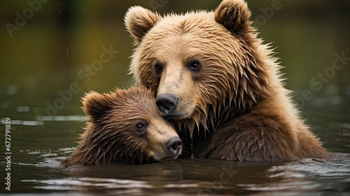 Brown bear with cub