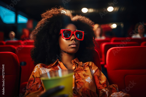 Captivated Youngster in Movie Theater