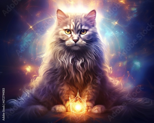Cat Quantum alchemist transmuting emotions into energy