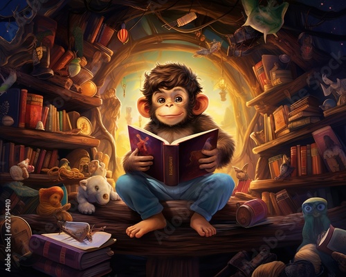 Monkey Teacher fostering a love of literature