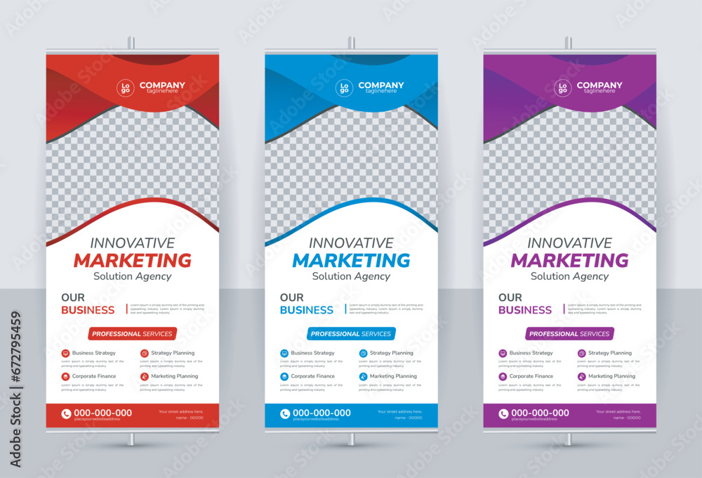 Attractive impressive modern rollup banner design template vector file Attractive impressive modern rollup banner design template vector file