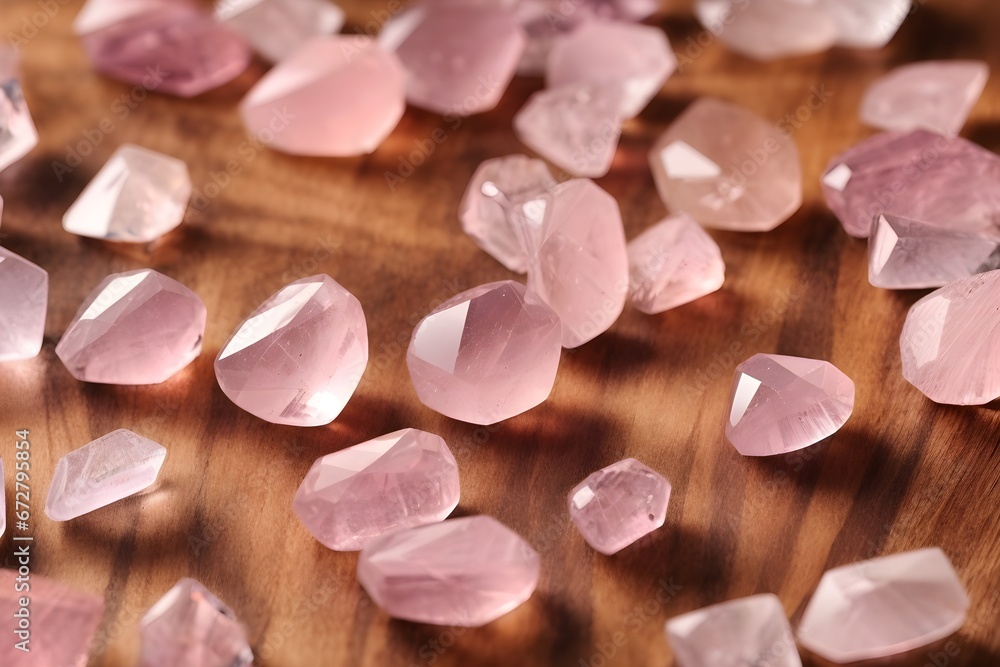 Obraz premium Rose Quartz Gem Background. Generative AI.