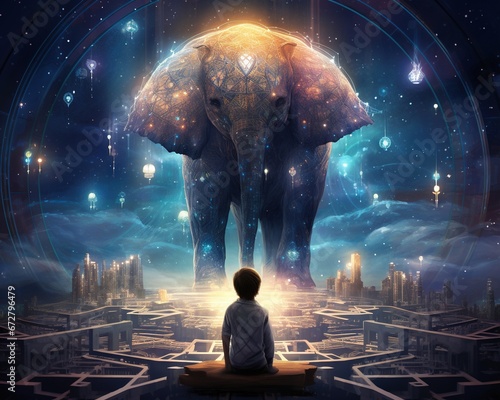 Elephant Cosmic cartographer mapping the cosmos of emotions