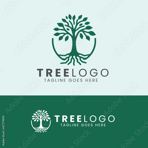 Tree Icon Logo Design, Nature trees vector illustration logo design.