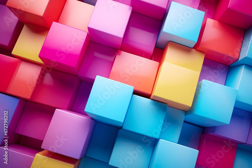 Vibrant Cubic Abstraction: 3D Rendered Wallpaper