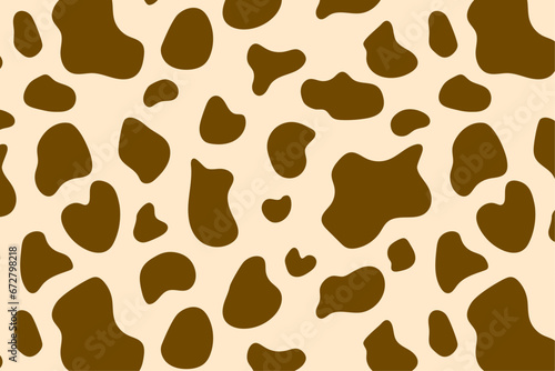 Vector cow skin seamless pattern brown cartoon spots Dalmatian