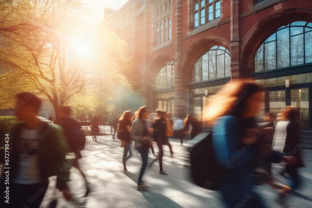 Academic Traffic: Students Rushing to Class