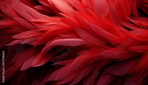 Red feathers texture background digital art with highly detailed feathers of large birds