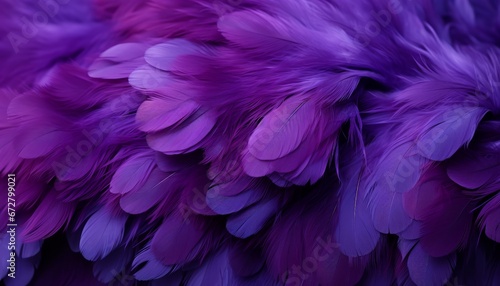 Intricate digital art of purple feathers texture background with detailed large bird feathers