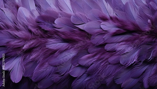 Detailed digital art showcasing vibrant purple feathers texture background with large bird feathers