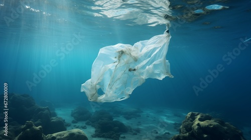 Image of plastic bag under the sea.