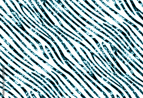Full Seamless Zebra Tiger Worn Pattern Textile Texture. Distressed Vector Background. Blue White Animal Skin for Women Dress Fabric Print.