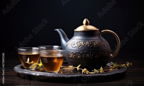 teapot and tea cups.