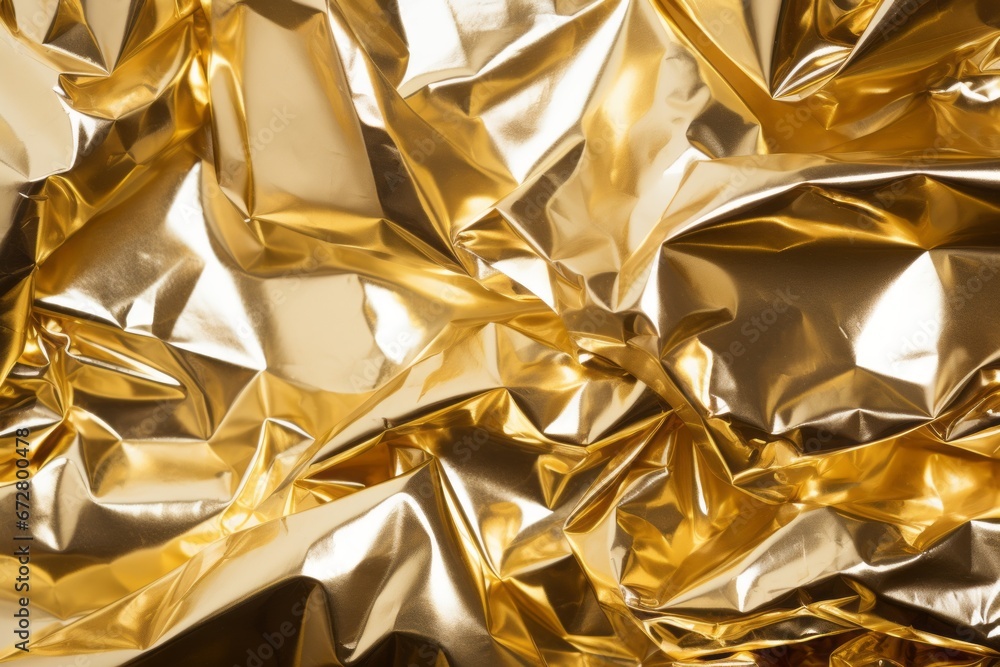 Captivating gold crumpled foil texture background for glamorous designs and presentations Captivating gold crumpled foil texture background for glamorous designs and presentations