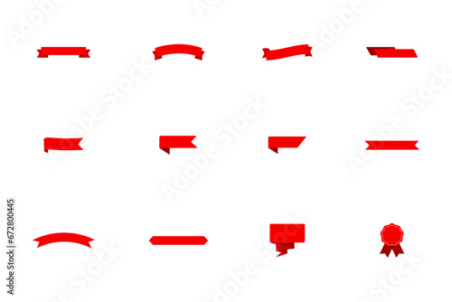  Red ribbons vector set .