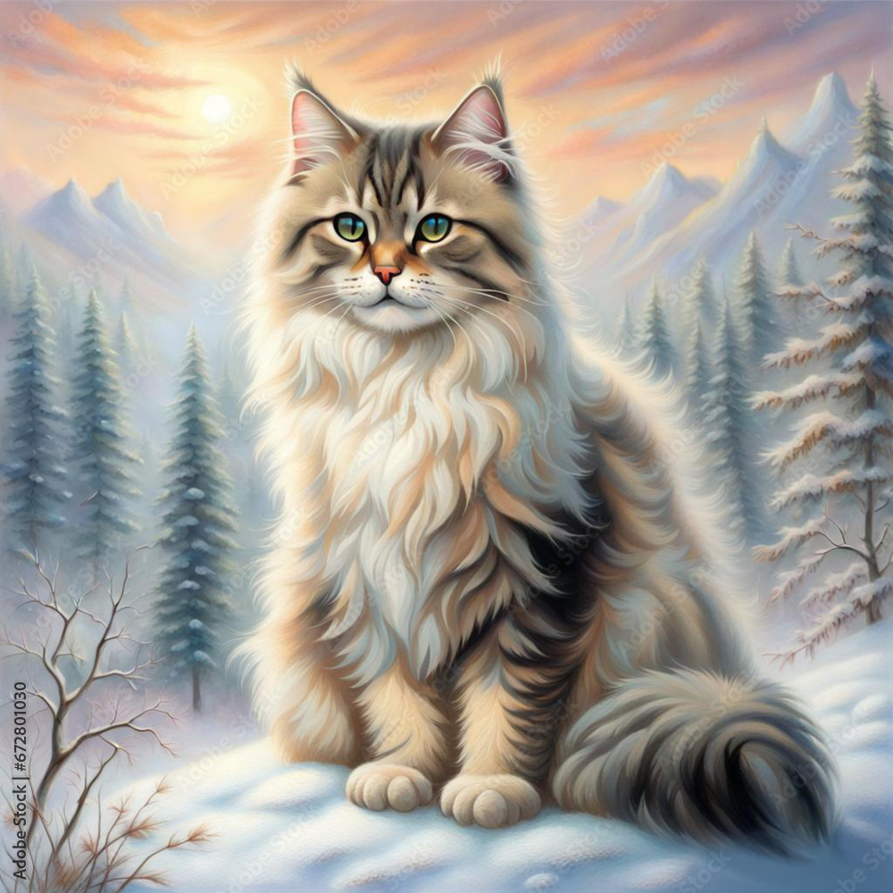 Obraz premium Illustration Siberian cat