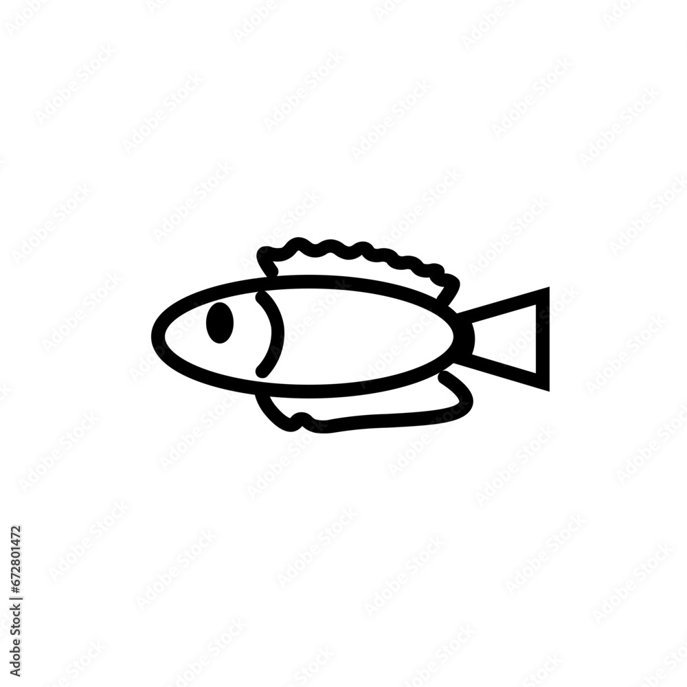 Fish Seed Icon and Illustration in Line Style Fish Seed Icon and Illustration in Line Style