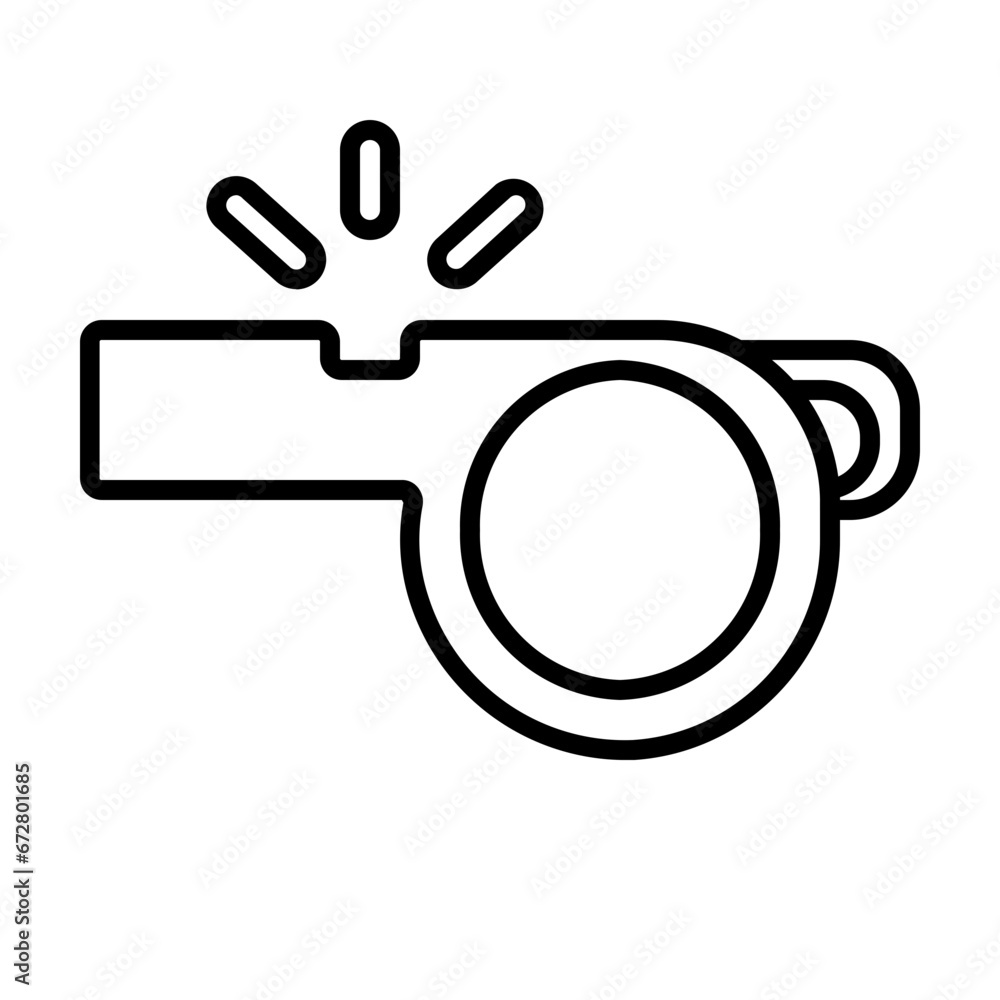 Whistle Icon and Illustration in Line Style Whistle Icon and Illustration in Line Style