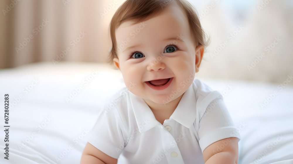 Joyful baby with a bright smile.
