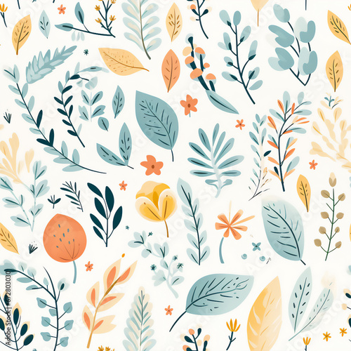 Seamless template group icon of leave and flower