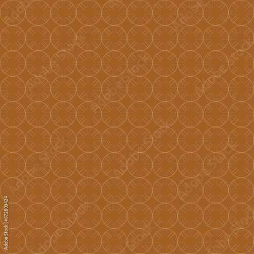 Seamless abstract geometric pattern with circles. Thin beige line on brown background For fabric web page surface textures wrapping paper Vector illustration