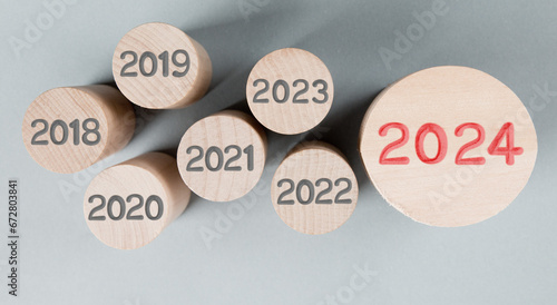 Wooden Blocks with New Year 2024