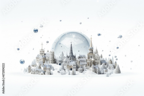 Glistening Snow Globe with Blank Space © AIproduction