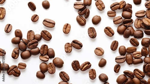 Flying coffee beans on a white background. AI generative