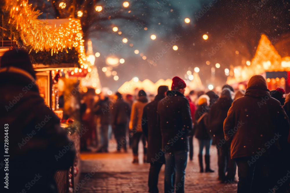 Seasonal Merriment: Christmas Fair Bokeh Delight