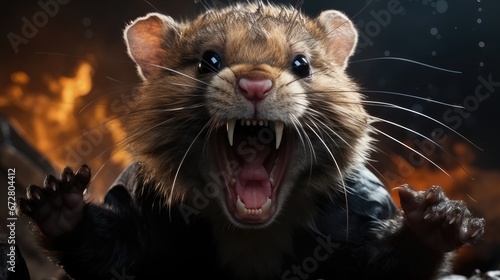 Irate Hamster. A Small but Fiesty Rodent Expressing Displeasure