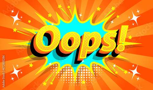 Oops ouch colored comic text collection with pop art style