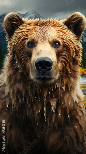 Powerful Grizzly Bear Portrait