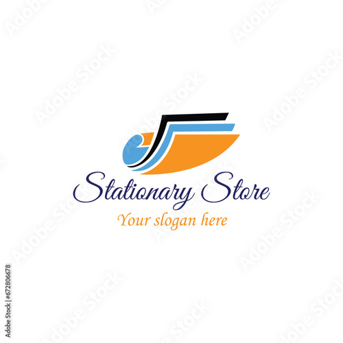 stationary shop logo design vector