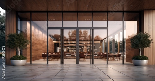 Glass Entrance and Side Lights in Modern Design. Generative AI photo
