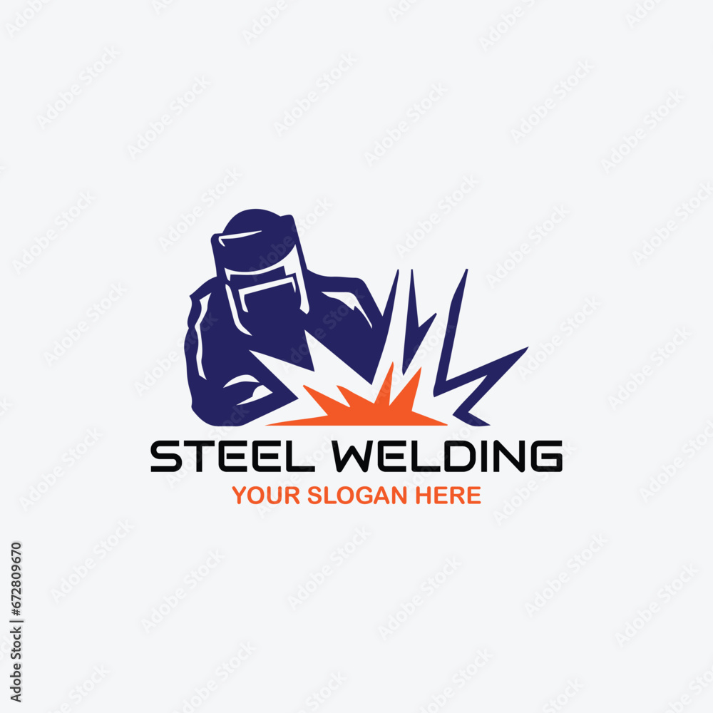 steel welding workshop logo design vector