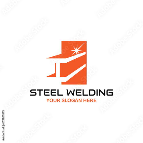 steel welding workshop logo design vector