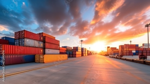 Wallpaper Mural Industrial Container yard for Logistic, Global import and export, shipping yard Torontodigital.ca