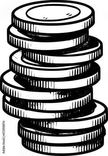 Hand-drawn Shopping Coin Change for  Vintage Outline Icon