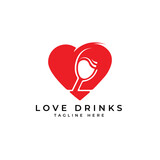Love Drinks logo design for food and restaurants creative modern and minimal logo