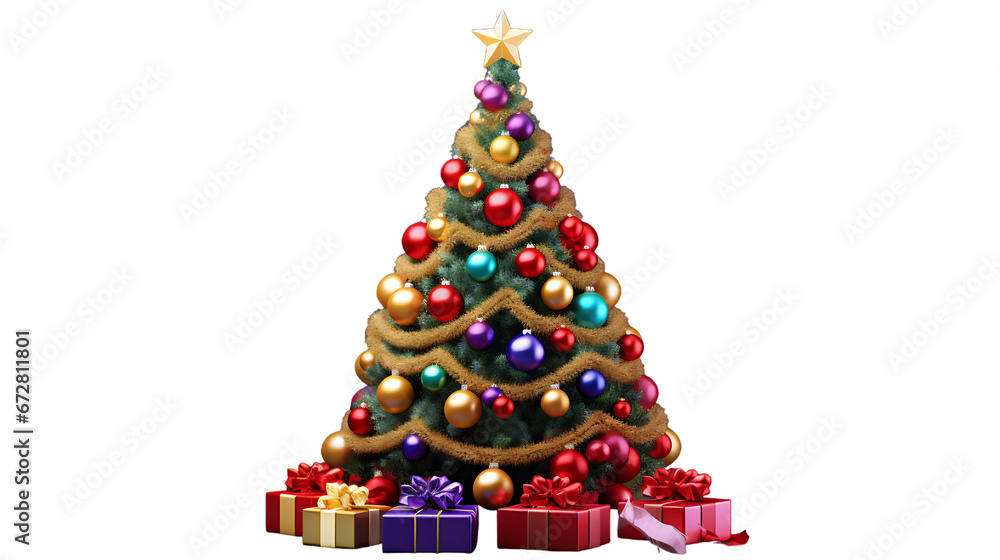 Festive Christmas Tree and Gifts. Isolated on white background Festive Christmas Tree and Gifts. Isolated on white background